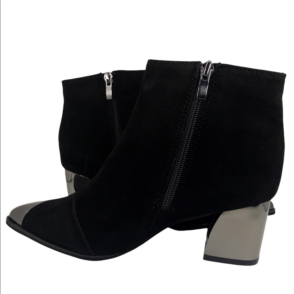 Black/Metal Suede Ankle Booties Size 7 and 8
